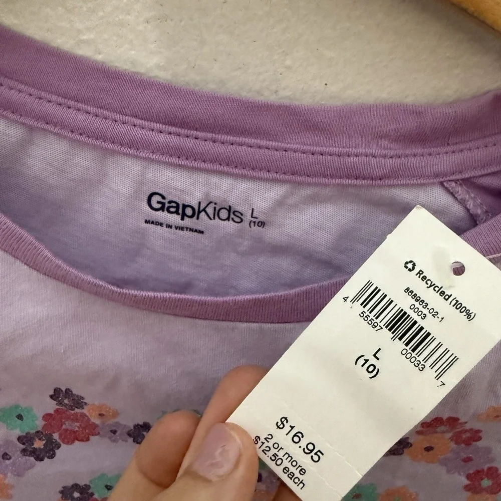 New Gap Kids Bundle Of 4 Cotton T-Shirt Long And Short Sleeve Girls Large 10